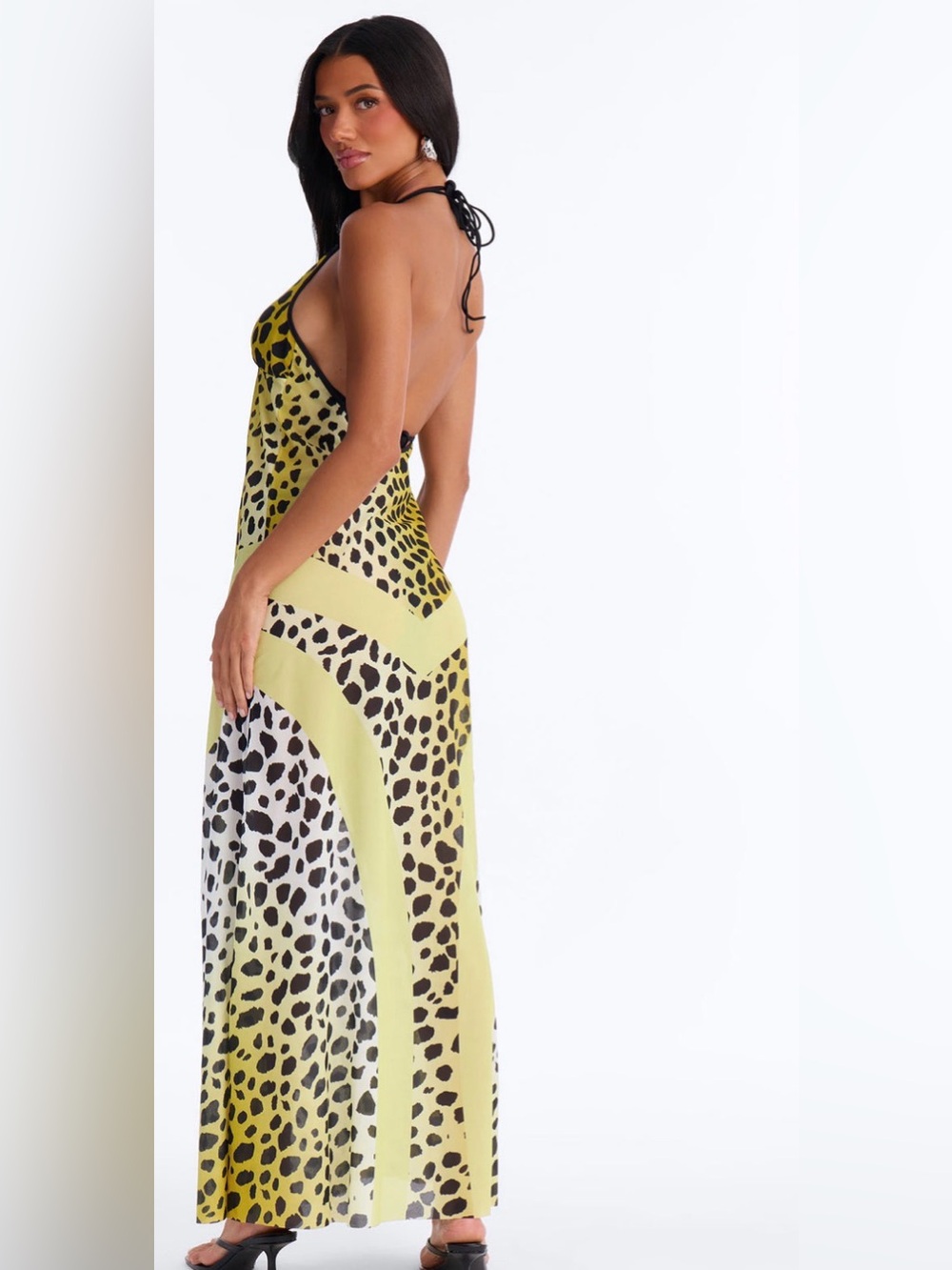 Leopard Print Slip Maxi Dress in Yellow and Black - Picture 2 of 2